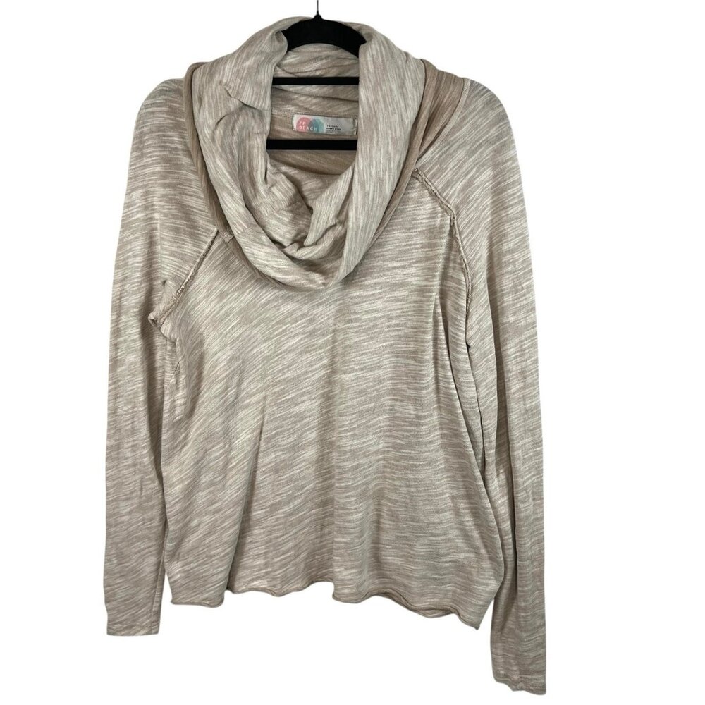 Free People Beach Sweater Womens S/M Cocoon Cowl Neck Pullover Tan Ivory